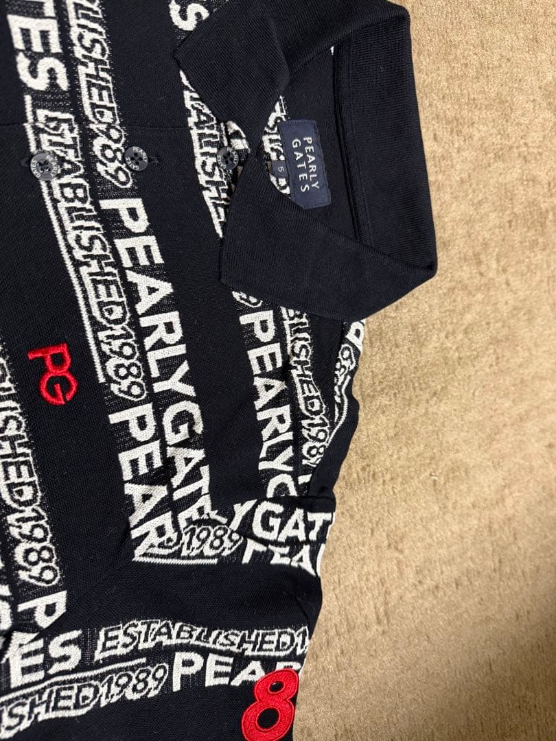 美品PEARLY GATES ロゴプリント半袖ポロシャツ サイズ5
