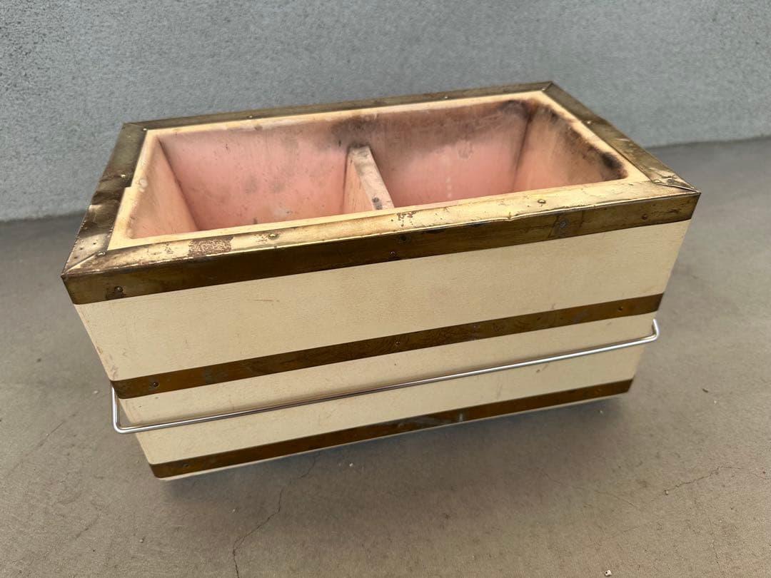 奥能登 天然珪藻土切出し七輪 真鍮巻長角型大判 左右独立タイプ 備品付 炭火調理