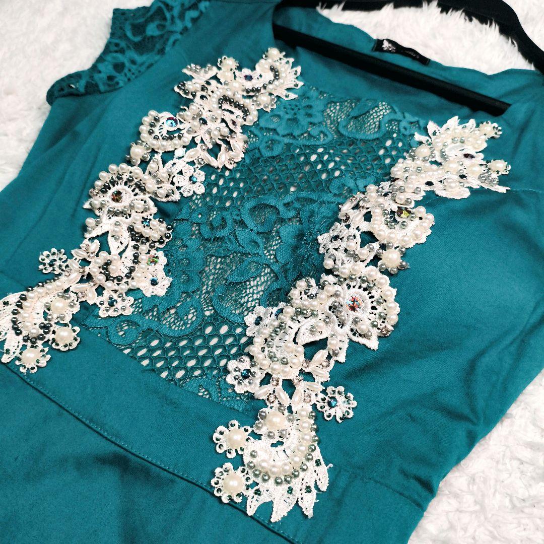 社交ダンス ドレス ロング ワンピース マーメイド レース 刺繍 ビジュー