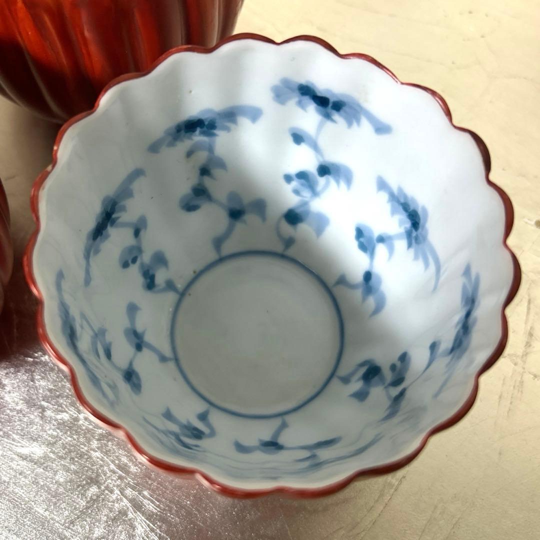 新品　源右衛門窯　朱泥菊形　小鉢
