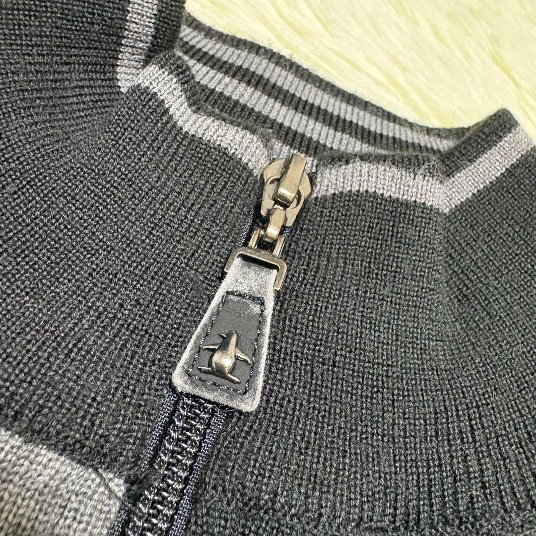 Munsingwear フルジップ ニット ダブルジップ ロゴ刺繍 チェック L