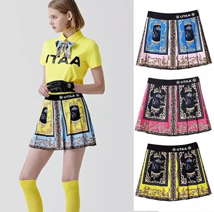 【新品】UTAA♡ゴルフウェア　ゴージャズスカート　インナー付♡ピンク　S