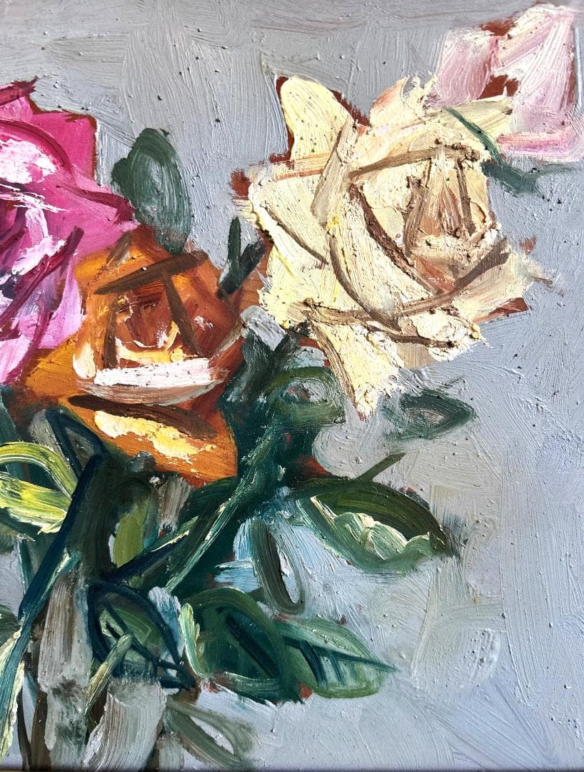 （真作）蔵出し絵画◆伊藤 應久◆薔薇1962◆板絵肉筆