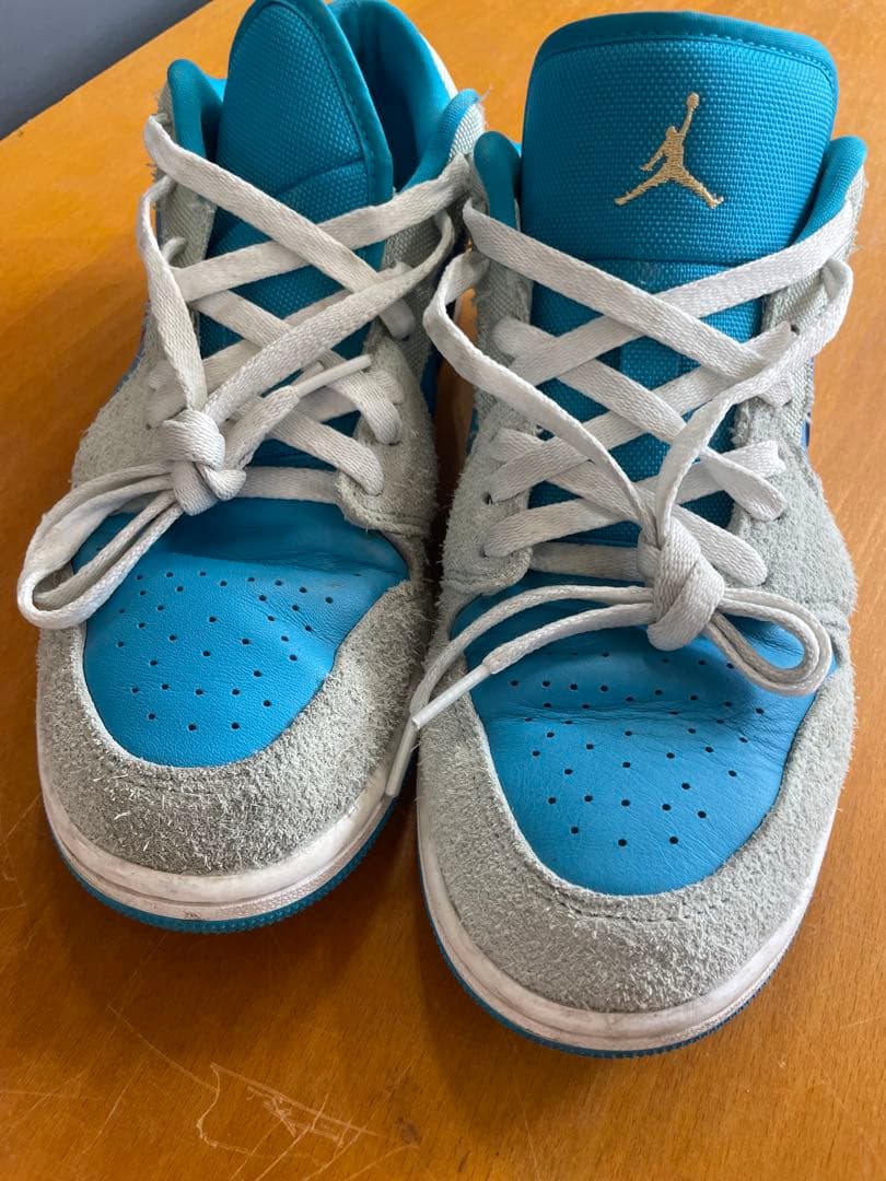古着 ジョーダンNIKE青灰色スウェードバスケットシューズ