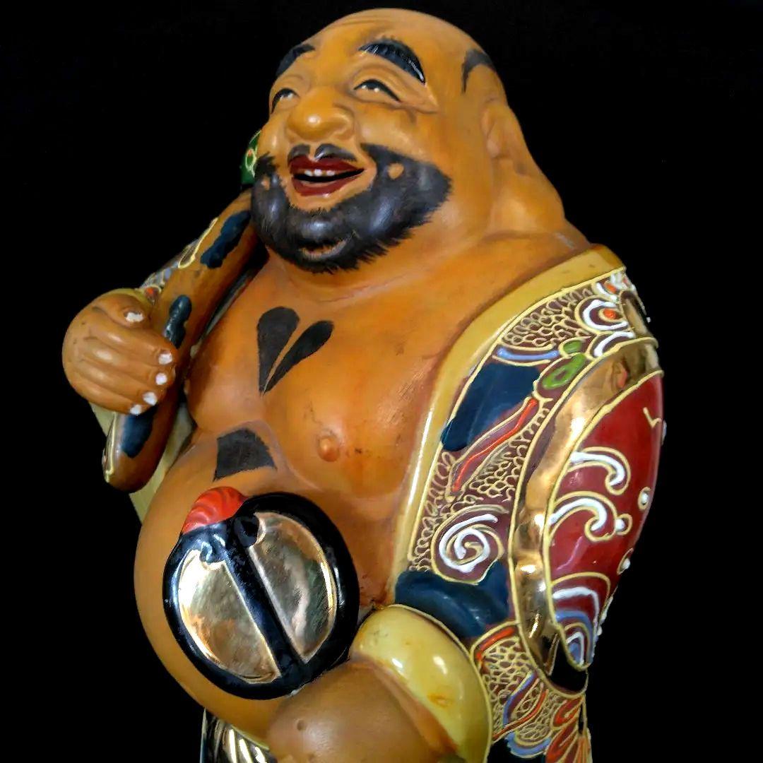 古九谷 布袋様 高28㎝ 七福神 仏像 手描き 布袋 開運 風水 縁起物 九谷焼