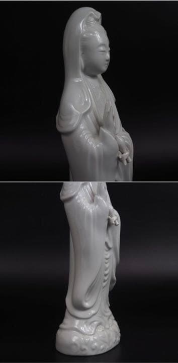 送料無料　鍋島冬山作 白磁観音立像 共箱・完品無傷　高さ30ｃｍ