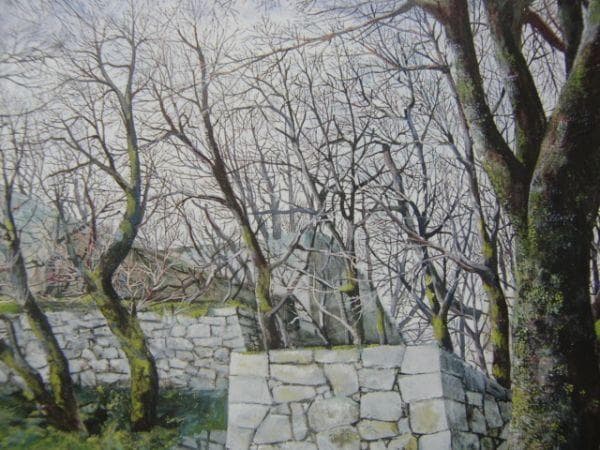植月正紀【津山・鶴山公園】希少画集画、状態良好、新品高級額装付