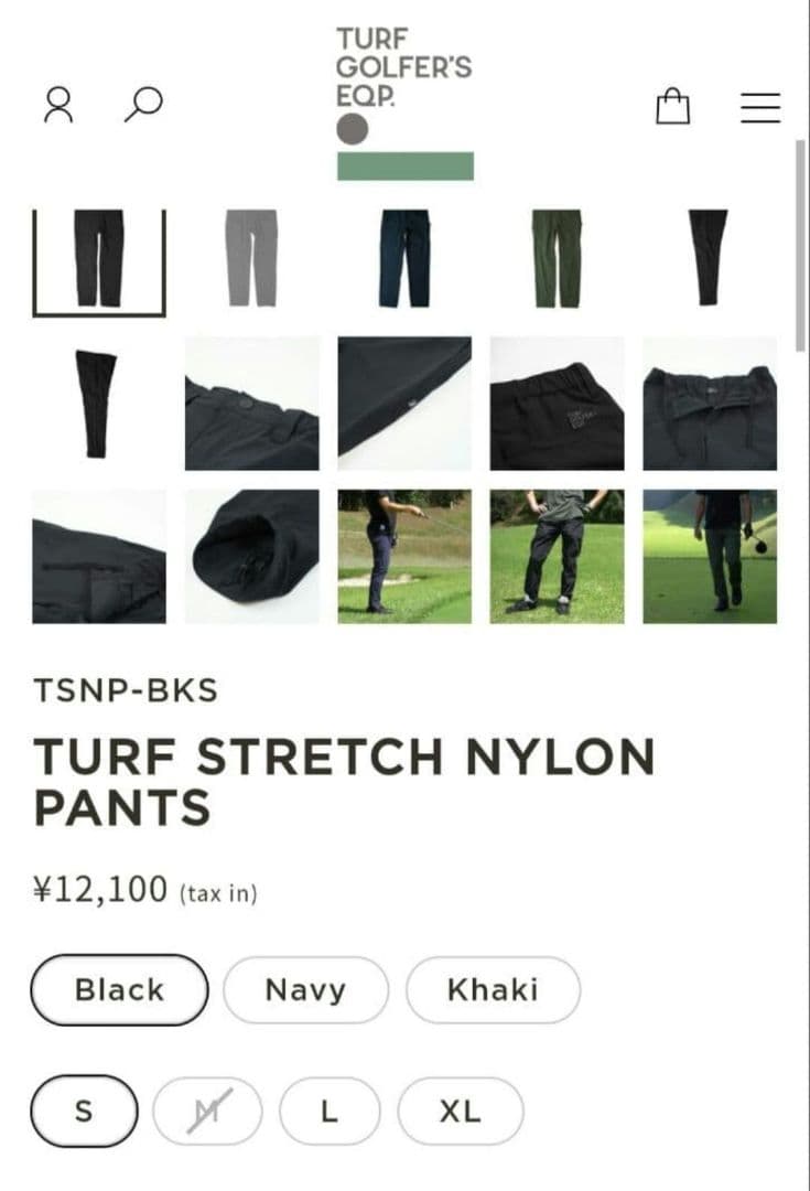 TURF STRETCH NYLON PANTS　TURF GOLFER'S　黒
