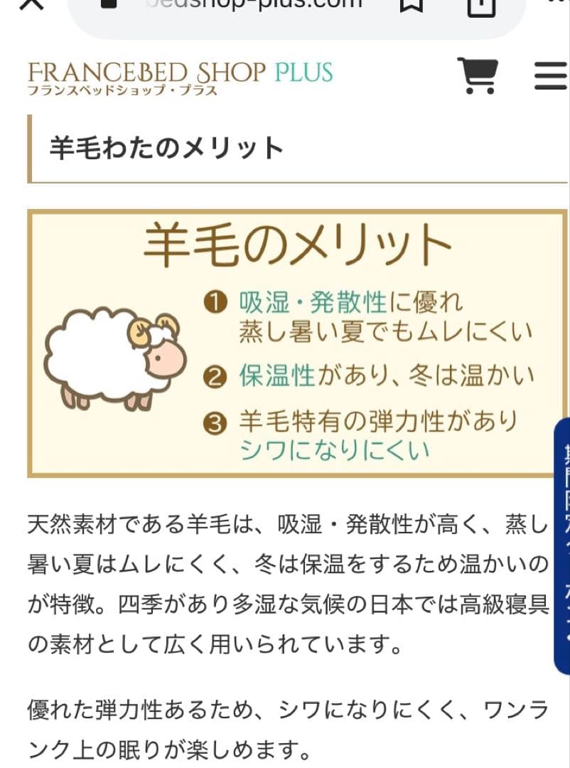 専用になります！フランスベッド ★ 羊毛メッシュベッドパッド