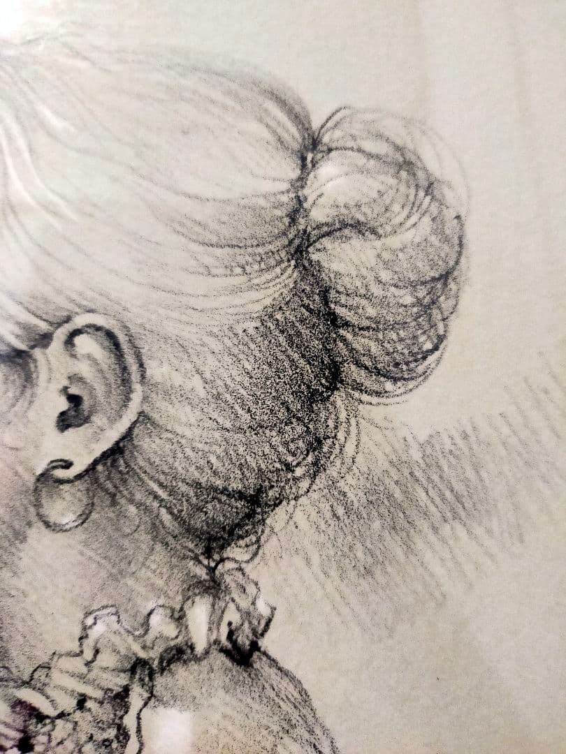 石坂春生「女のいる風景」 EA版画（作家保存版）直筆サイン入り／木製フレーム付