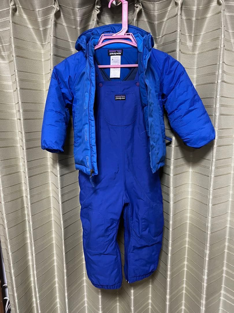 Patagonia 子ども用スキーウェア ブルー（上2T、下3T）