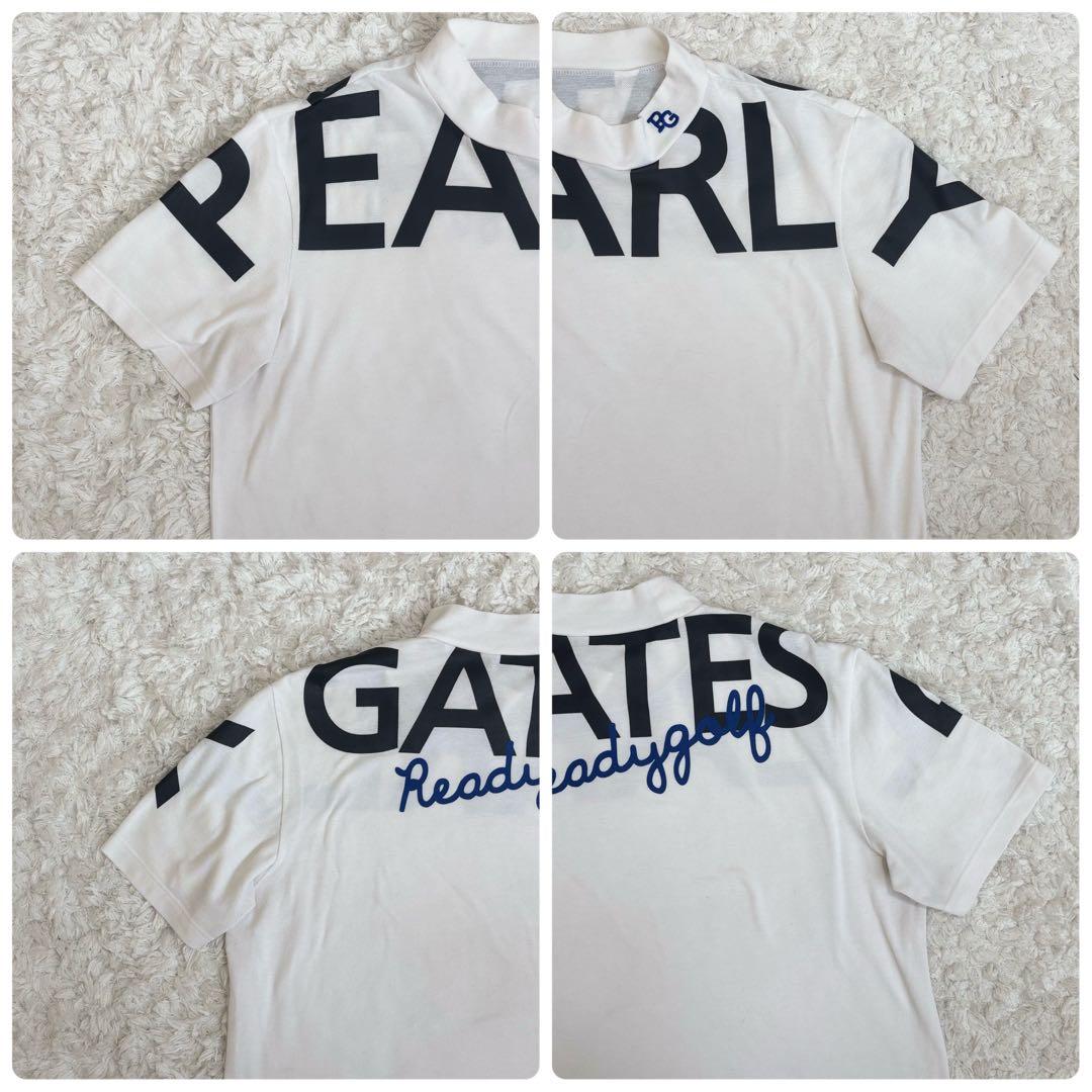 6(XL)サイズ パーリーゲイツ モックネック 半袖 ビッグロゴ ロゴドン 白