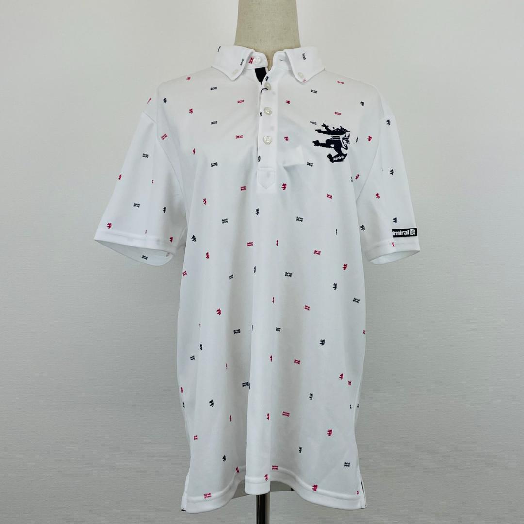 【レア】Admiral golf 柄ポロシャツ LL 爽やかホワイト
