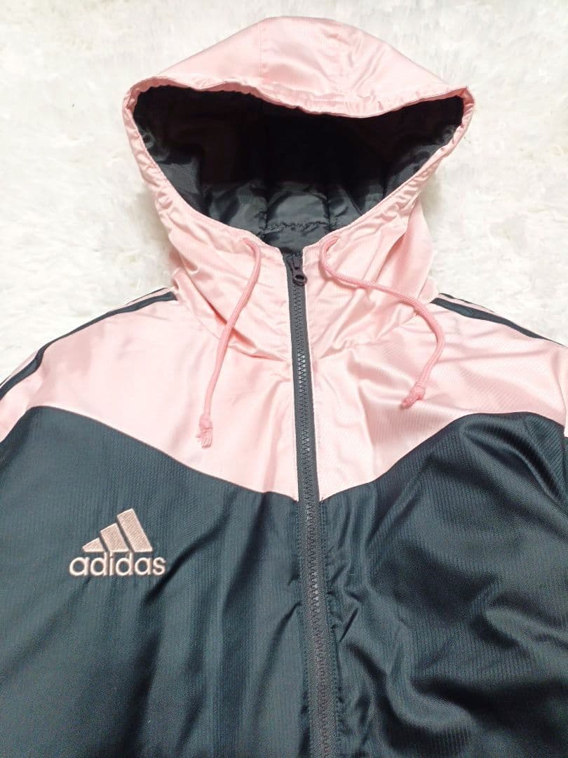 新品 adidas ベンチコート レディース グレー ピンク M