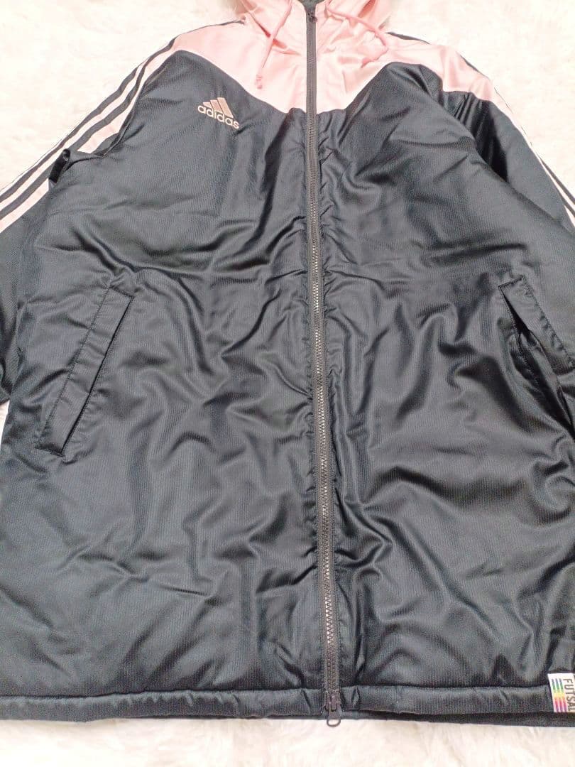 新品 adidas ベンチコート レディース グレー ピンク M