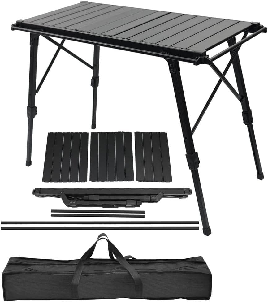 IGT キャンプテーブル 高さ無段階調節(43-66cm) BBQ・アウトドア用