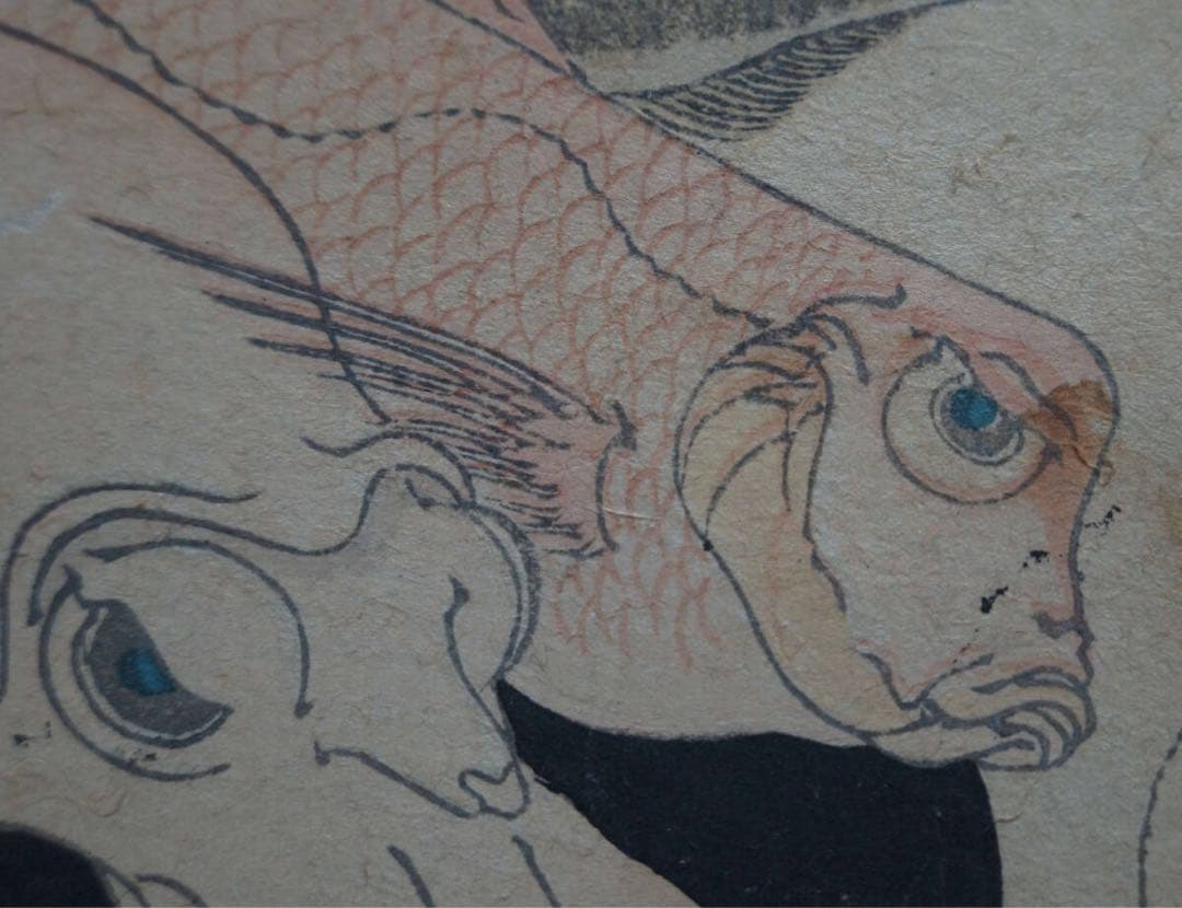 真作 江戸文政期 浮世絵師 魚屋北渓作『江島紀行 神奈川』摺物(江戸版)北渓落款