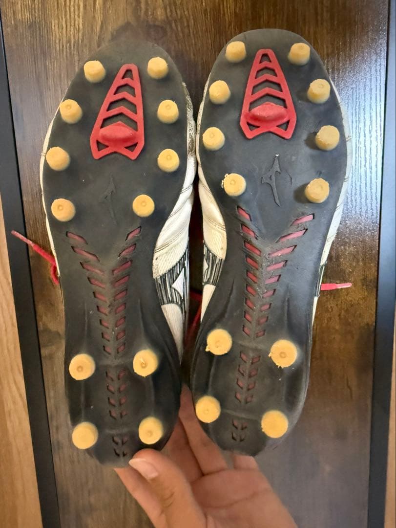 しげるMizuno モレリアサッカーシューズ 日本製 ホワイト/レッド