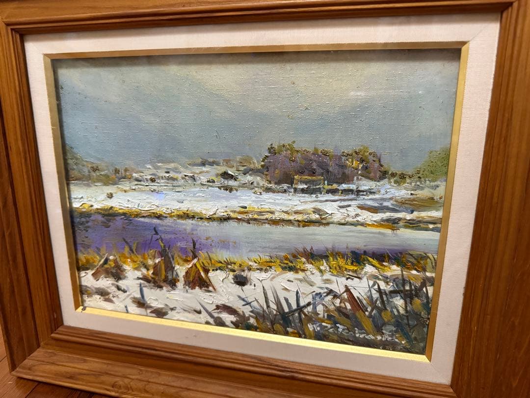 58.「雪の中津湖畔」髙橋一善 油絵