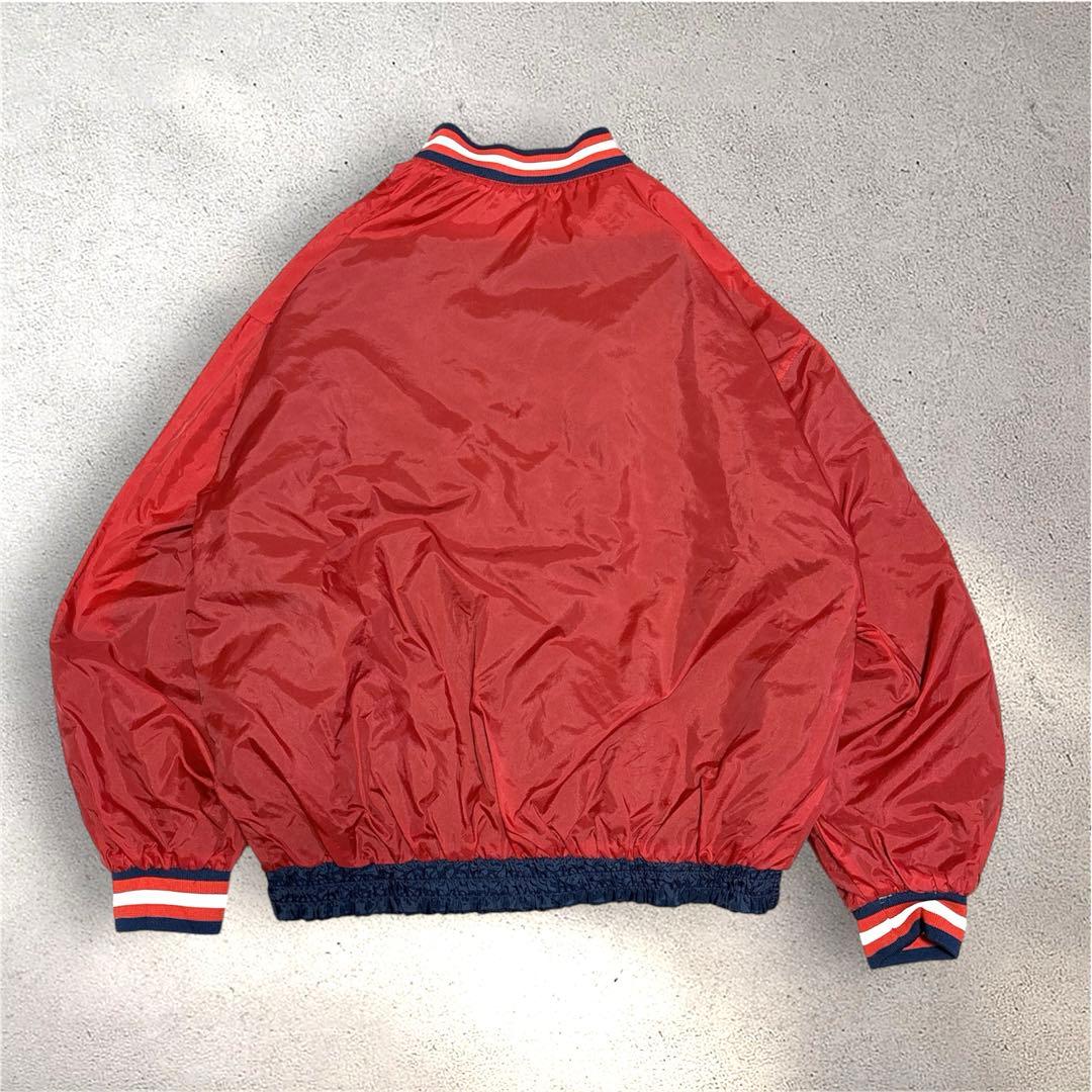 90s US古着　MLBインディアンス　リバーシブルナイロンジャンパーL紺赤