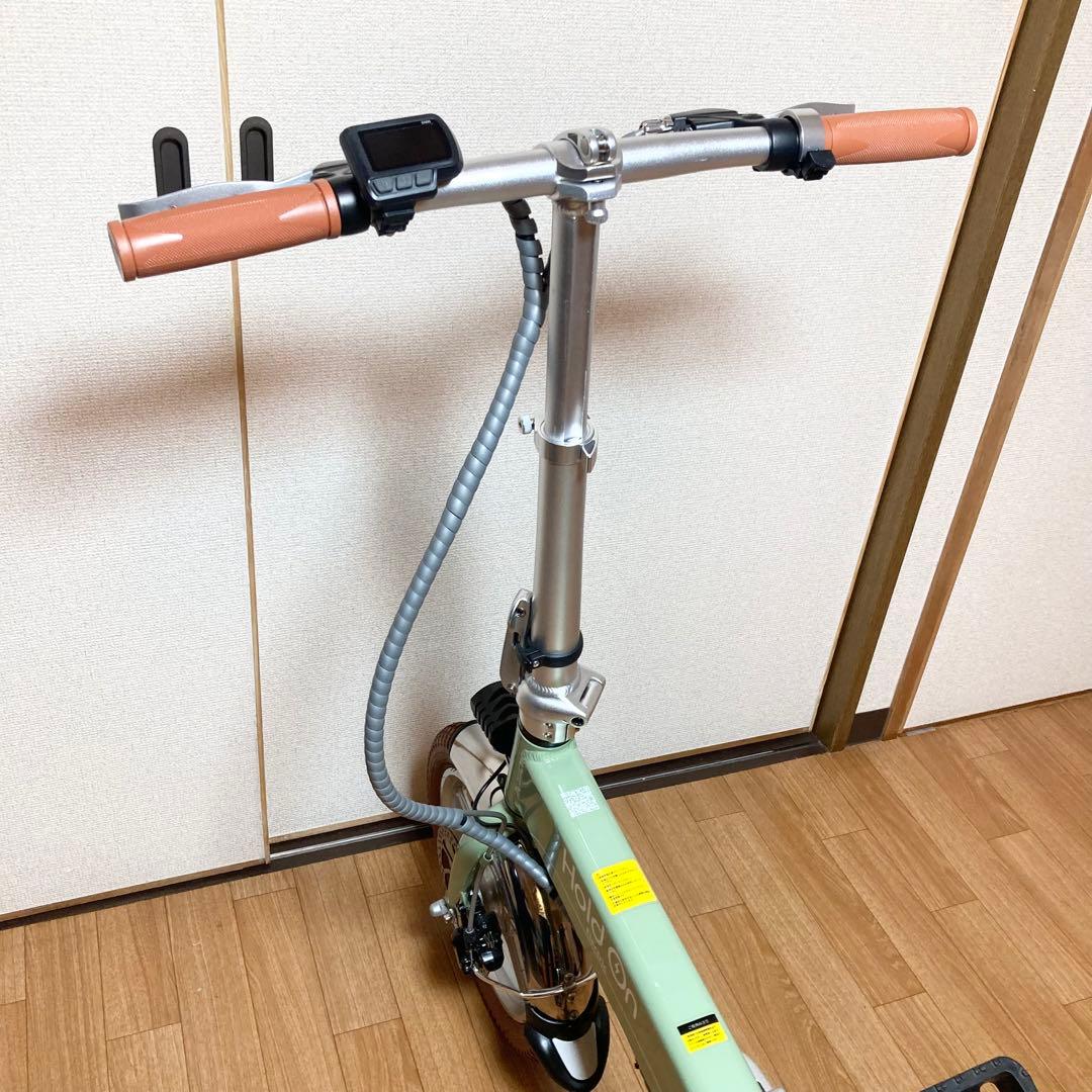 美品 Hold on 折り畳み電動アシスト自転車 Q1J 抹茶グリーン