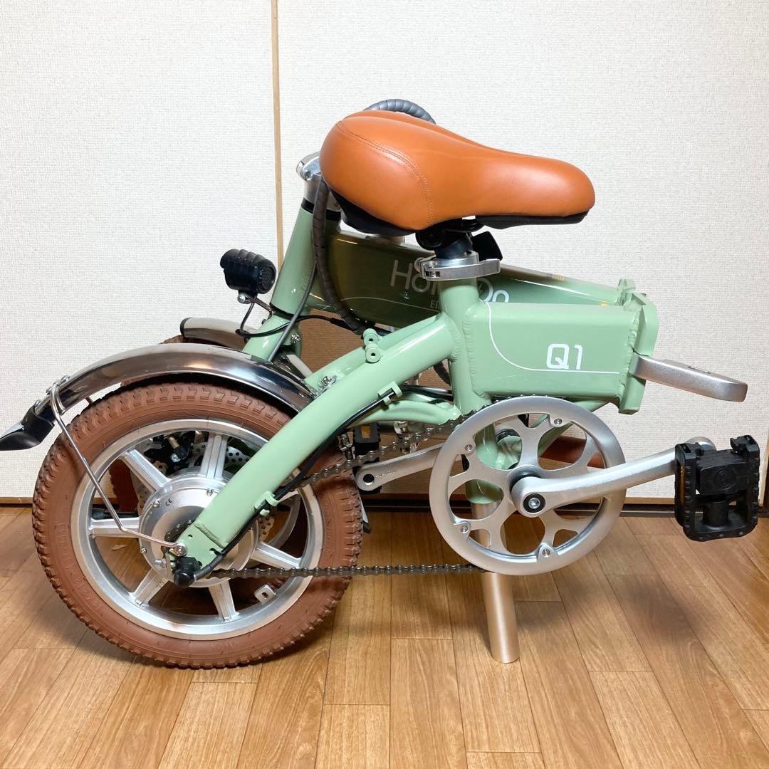 美品 Hold on 折り畳み電動アシスト自転車 Q1J 抹茶グリーン