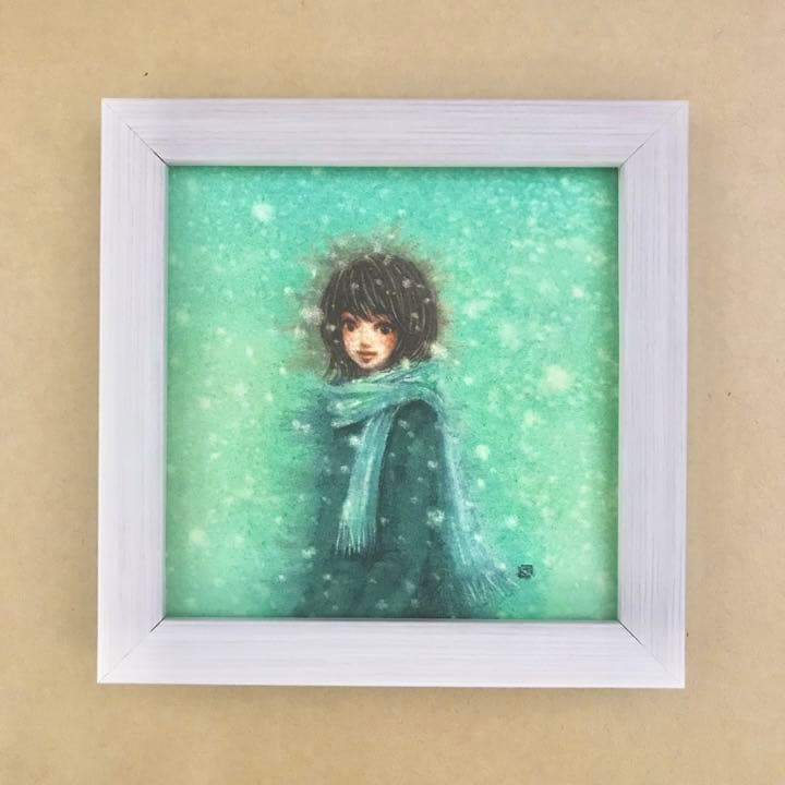 『粉雪』（手描きイラスト・オリジナル・絵画・水彩画・人物画・原画）