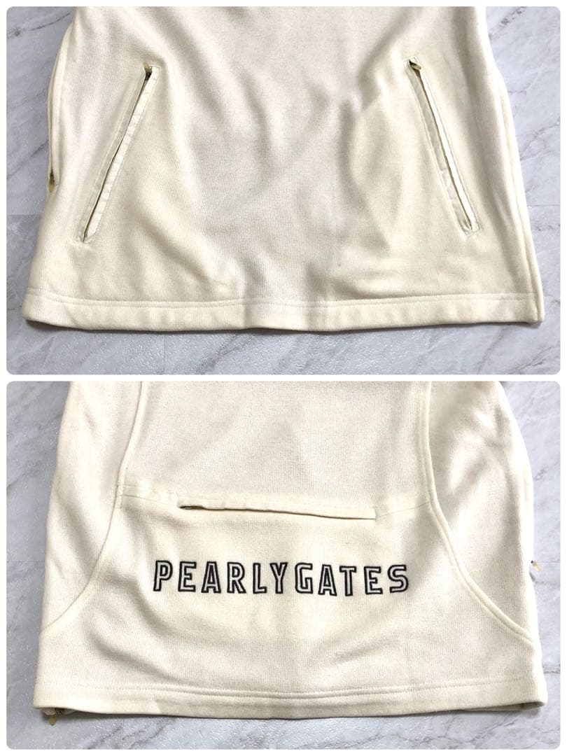 【美品【PEARLY GATES スウェット ハーフジップ スニード ベージュ