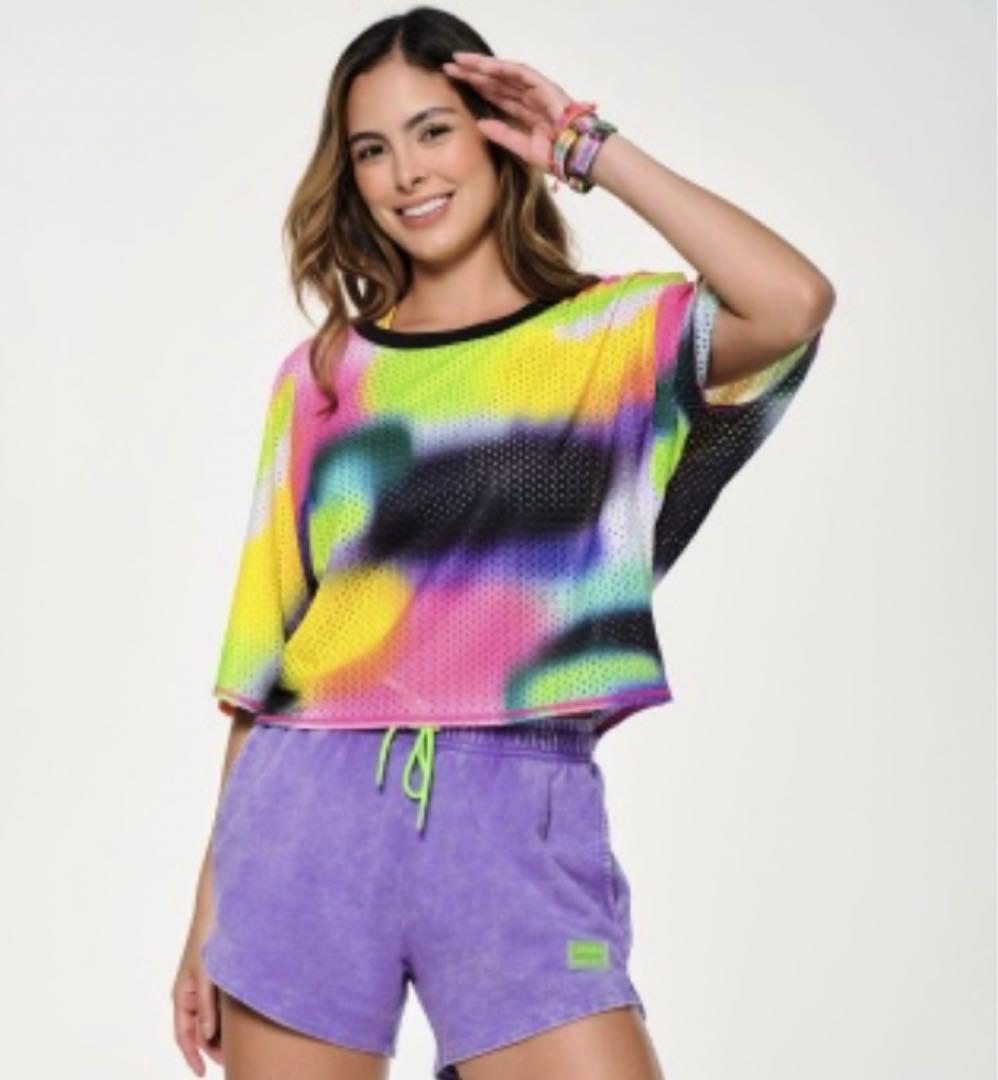新品　zumba Tropidelic Mesh Top <Multi> XS