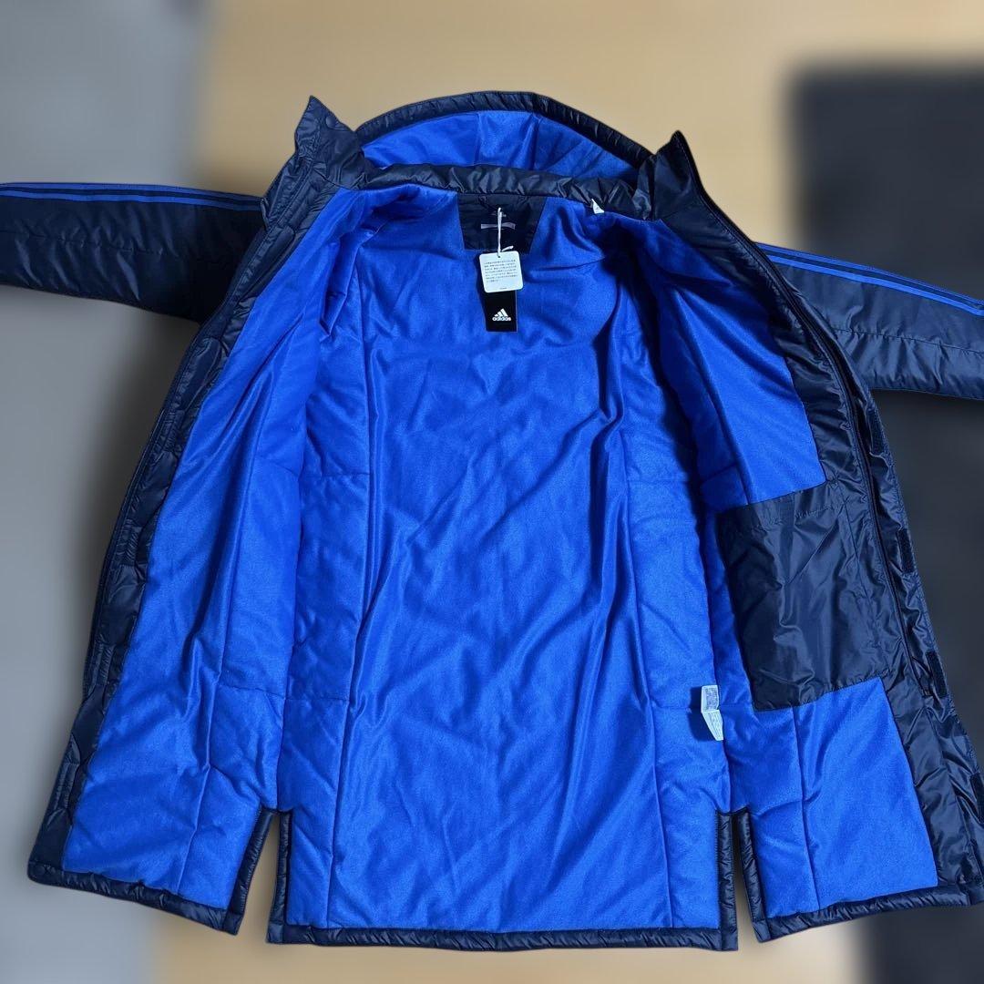 新品•未使用adidas ネイビー160cm フード付きベンチコート
