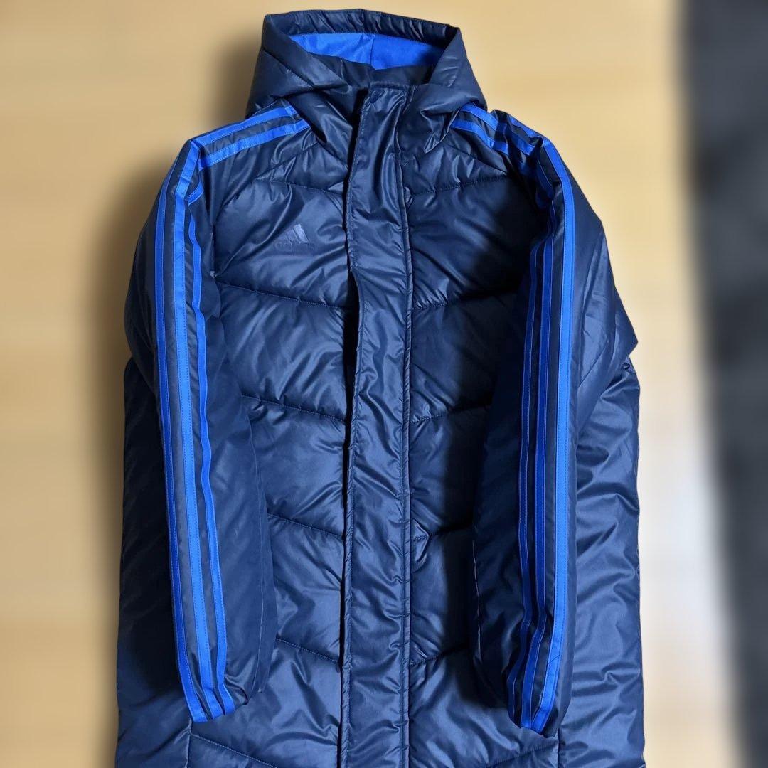 新品•未使用adidas ネイビー160cm フード付きベンチコート