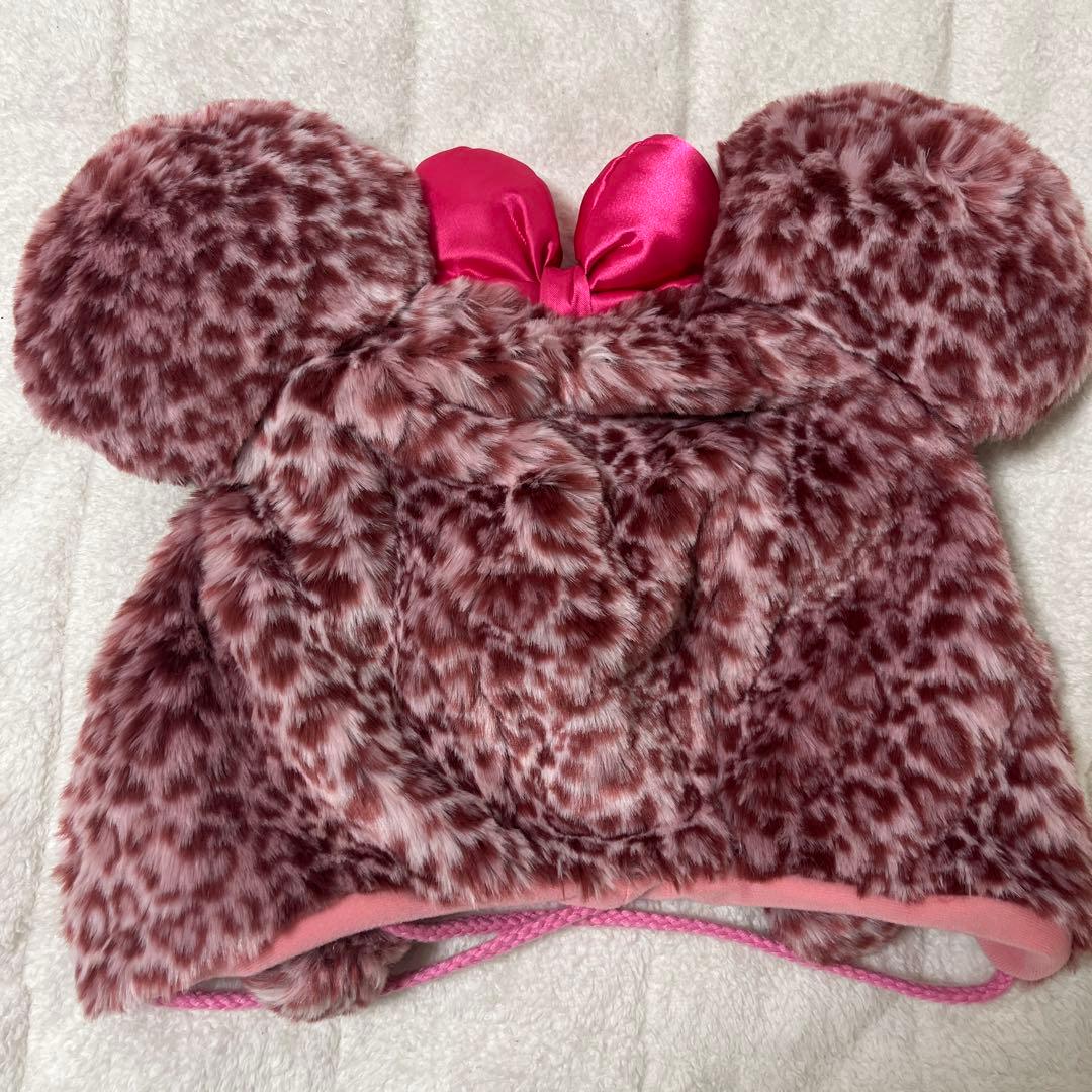 ディズニー　ミニー　ピンク　ひょう柄　ファンキャップ