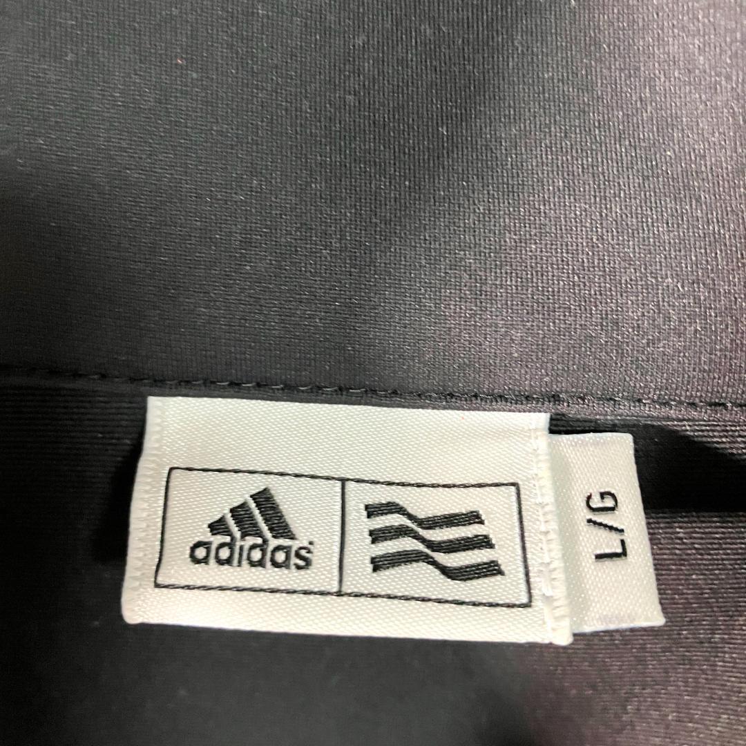 adidas　ハーフジップシャツ　半袖　ブラック　スリーライン　フィットネス