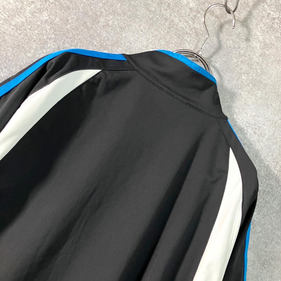adidas　ハーフジップシャツ　半袖　ブラック　スリーライン　フィットネス