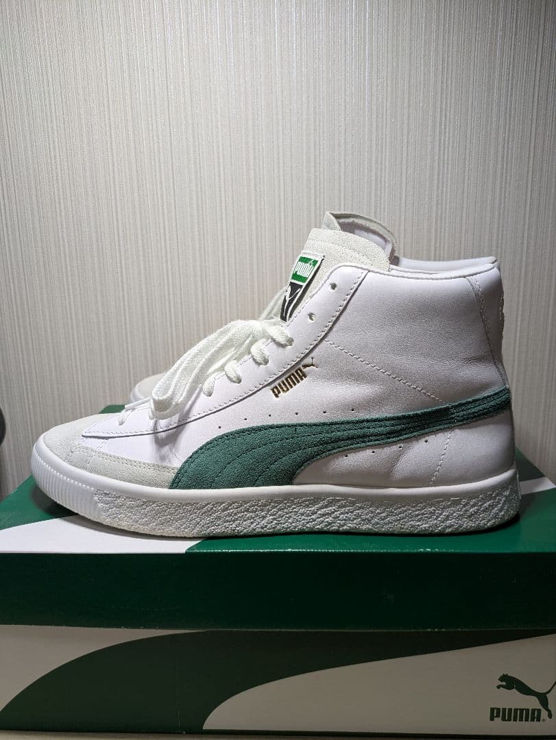 Puma Basket Mid VTG 26cmホワイト／グリーン