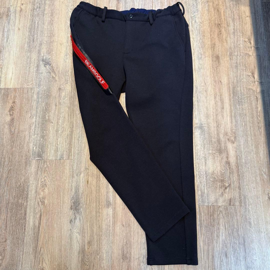 【中古美品】ビームスゴルフ　メンズXL サイドジップ　ストレッチパンツ　ネイビー