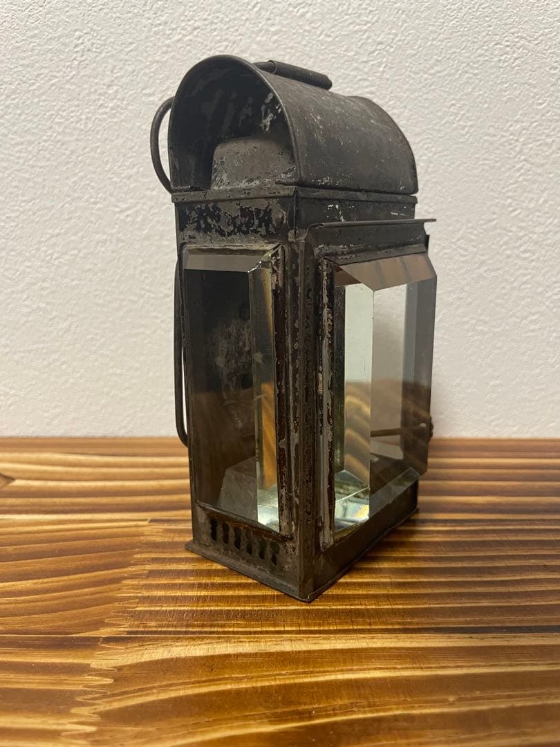 レア　1900's 3面カットガラス ハンドランタン
