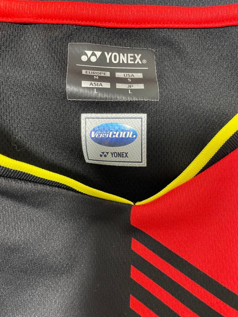 YONEX バドミントン テニス ゲームシャツ Lサイズ 黒/赤/黄