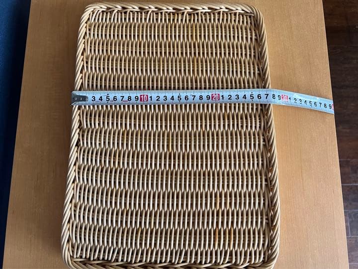 よし与工房　角浅型プラタンかご　アイボリー　４つセット①