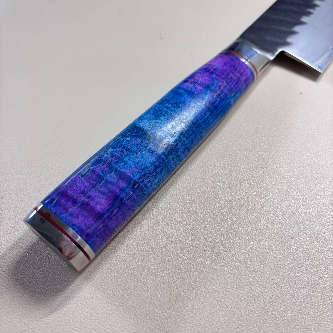 240mm黒打ちダマスカス　(切付型)牛刀シェフナイフ 牛刀【新品】，