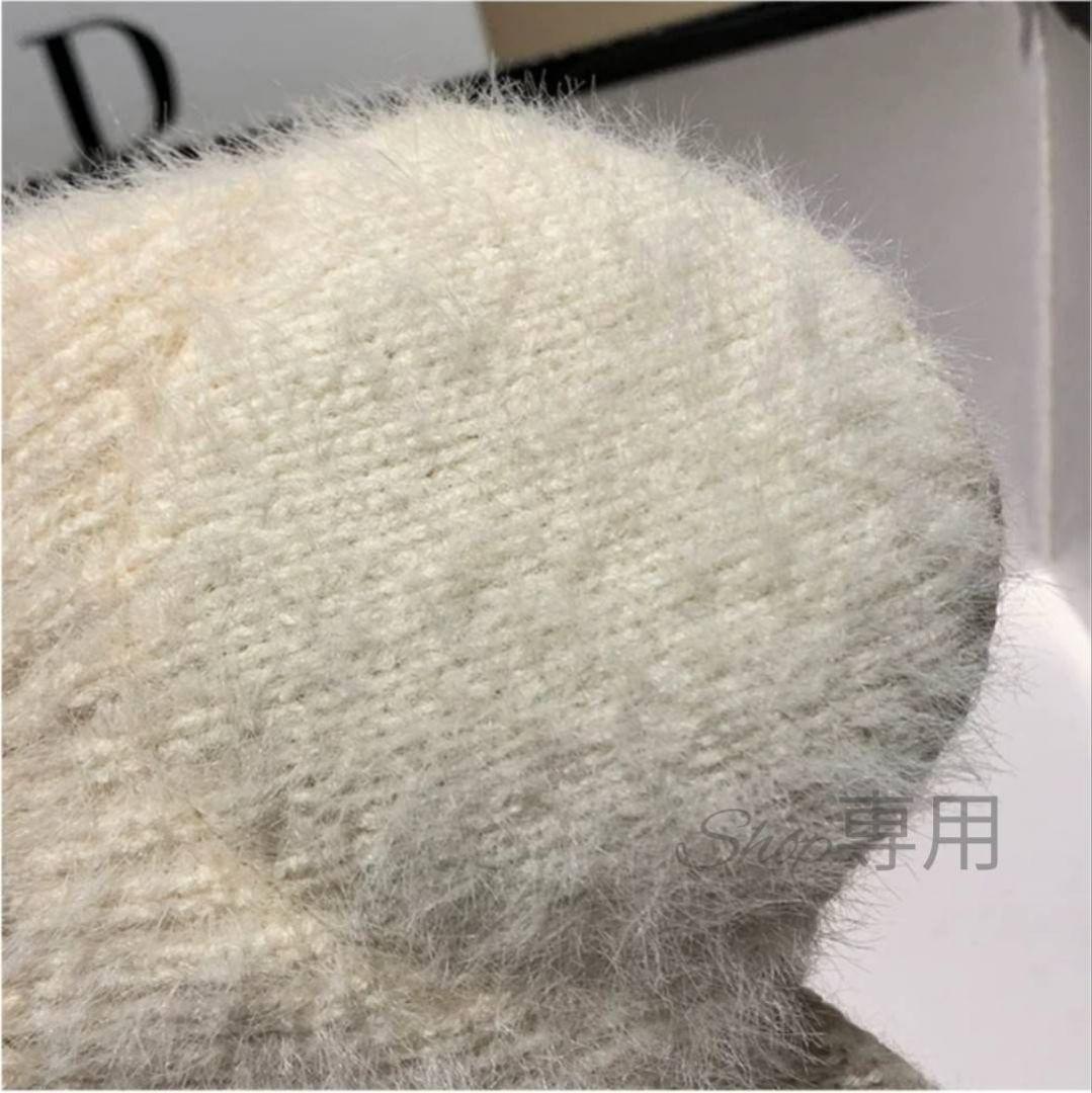 新品 白 ニット帽 つば付き 黒 耳当て サンバイザー ゴルフ レディース