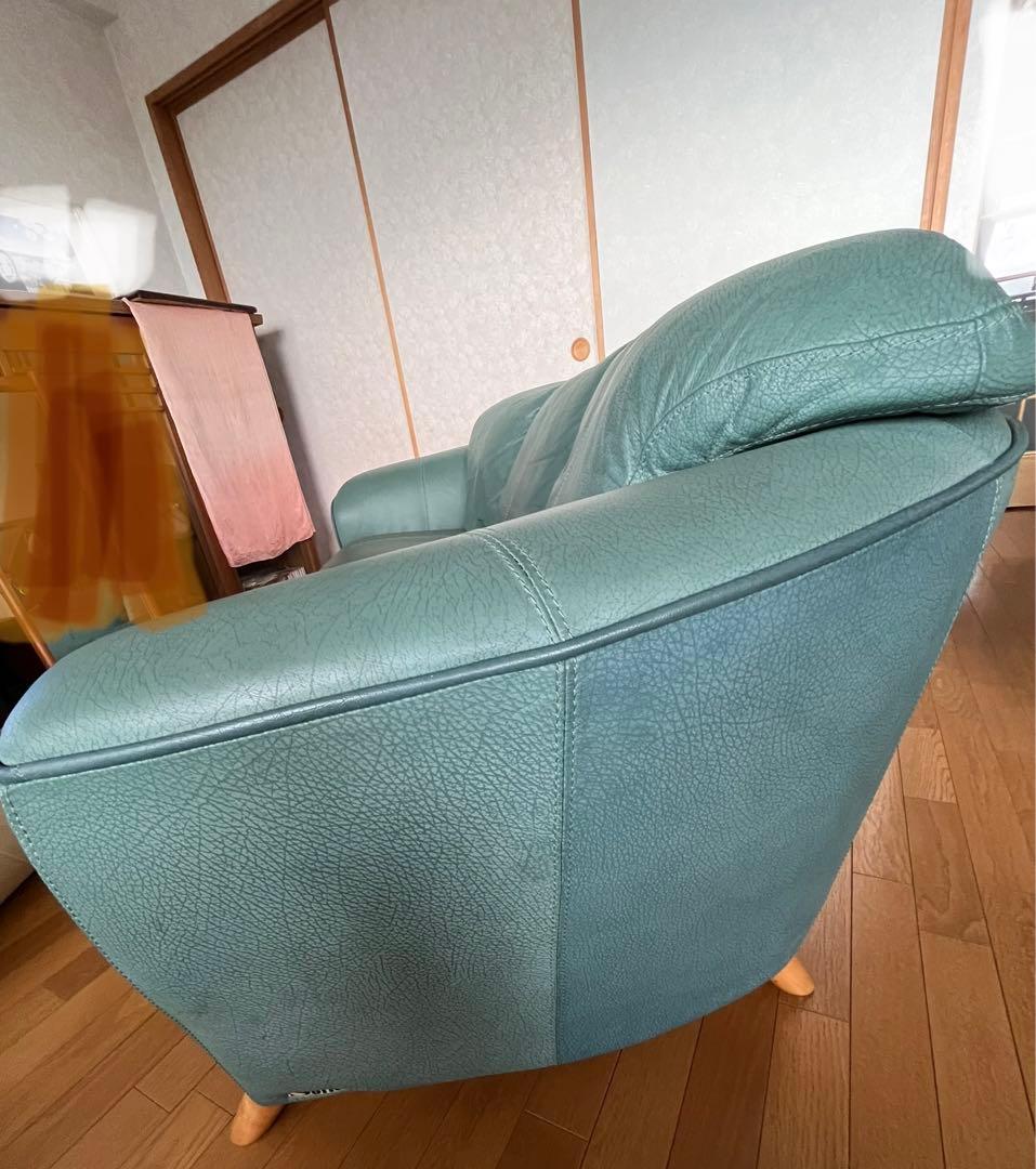 【良品】IDC大塚家具　総本革　Soflex社　トリプルソファ