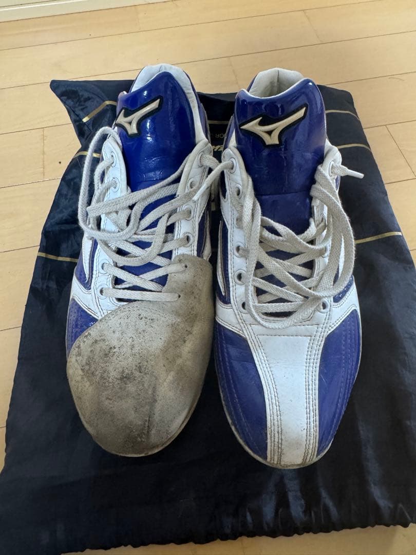 Mizuno スパイク 白/青 収納袋付き