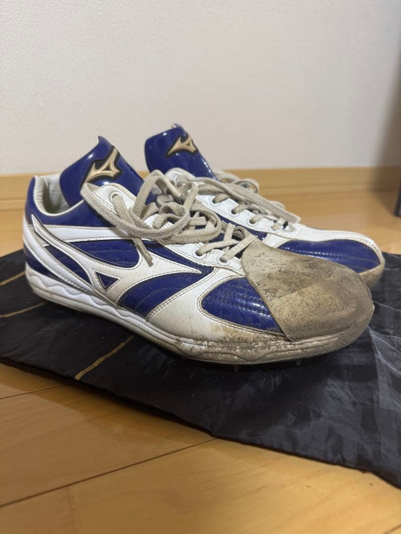 Mizuno スパイク 白/青 収納袋付き