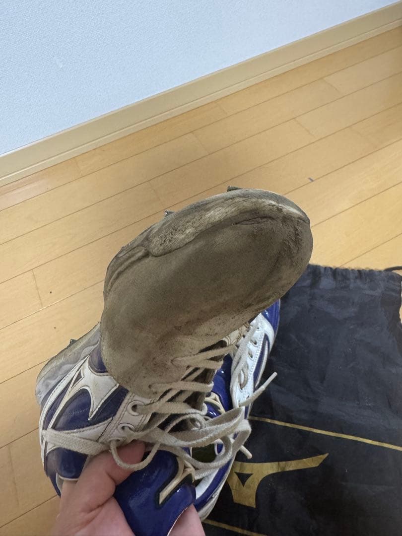 Mizuno スパイク 白/青 収納袋付き