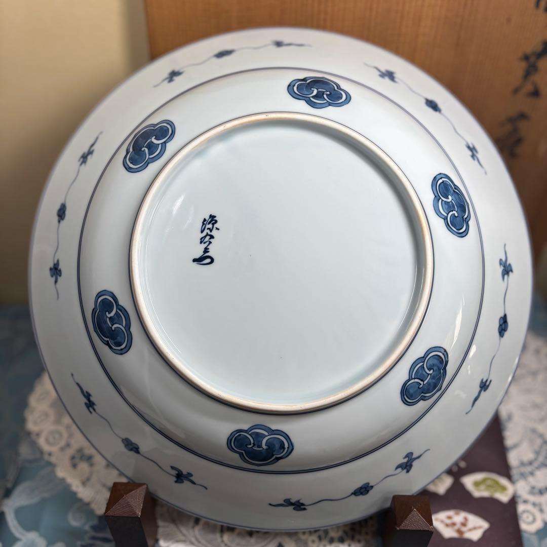 源右衛門　染付芙蓉手　大皿　木箱入り　深皿　未使用品