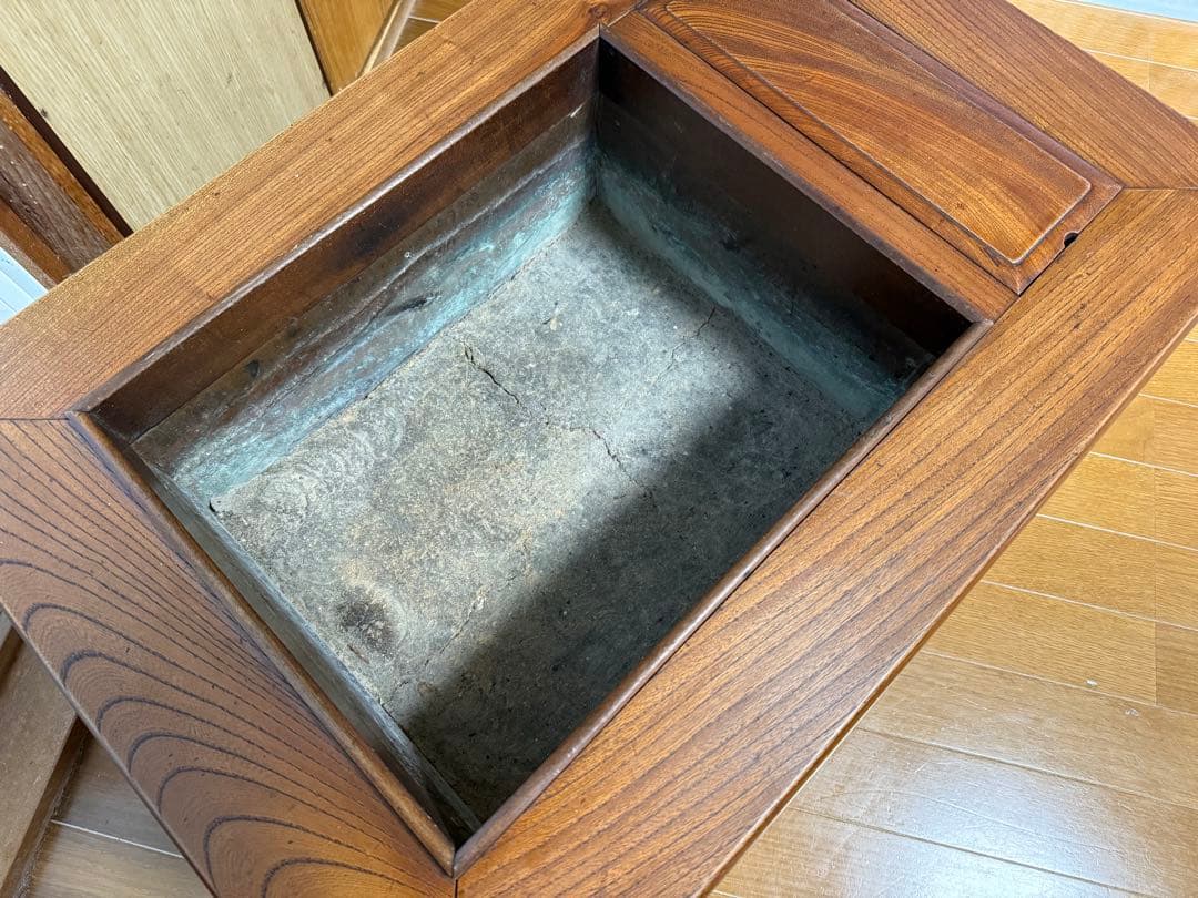 長火鉢　木製　レトロ 家具　小ぶり　和風　テーブル　アンティーク　座卓