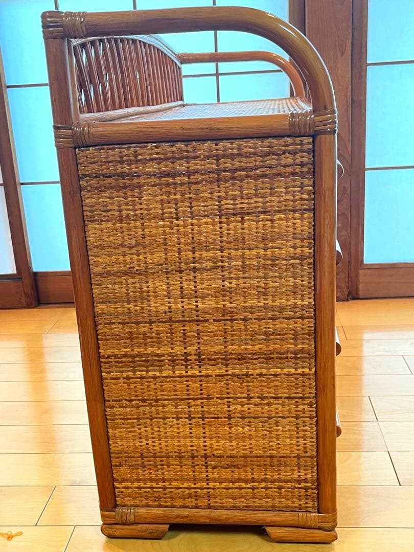にこまる　ラタンチェスト 10杯タイプ 95cm幅 4段　藤家具　美品