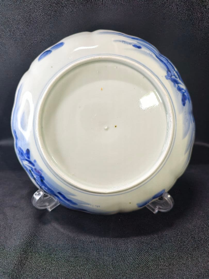 古伊万里 染付中皿 手描き 山水風景図 骨董 古美術 旧家蔵出 未使用時代物美品