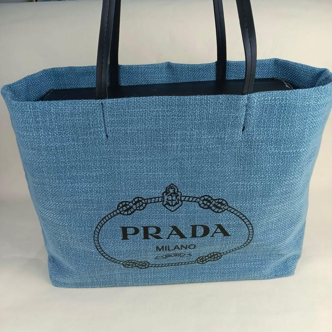 PRADAトートバッグ ブルー ノベルティ 大容量ランチバッグ